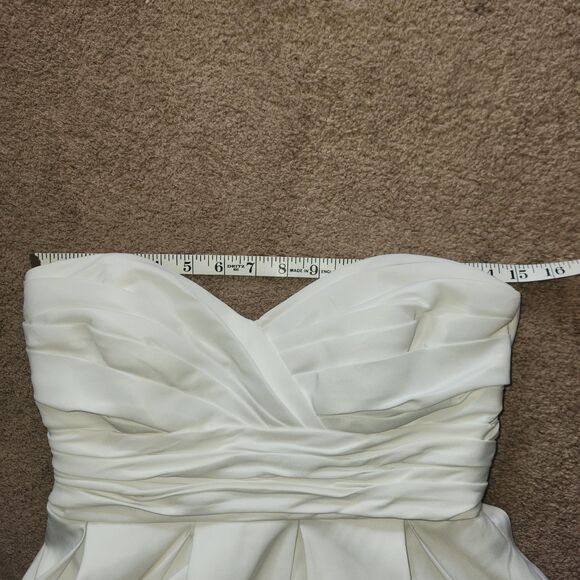 David's Bridal Pleated Strapless Wedding Dress Empire WaistSTYLE# WG3707Sz 10 - Picture 12 of 15